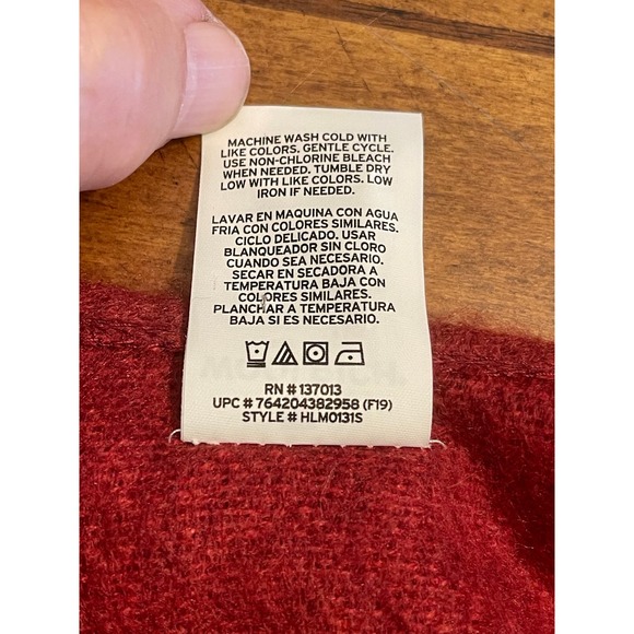 Woolrich Poncho Cape Women's One Size Burgandy Mid Sleeve 1:1:0:6:A-0011 - Picture 6 of 6